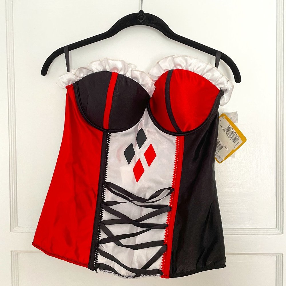 Harley Quinn Satin Hook and Eye Corset